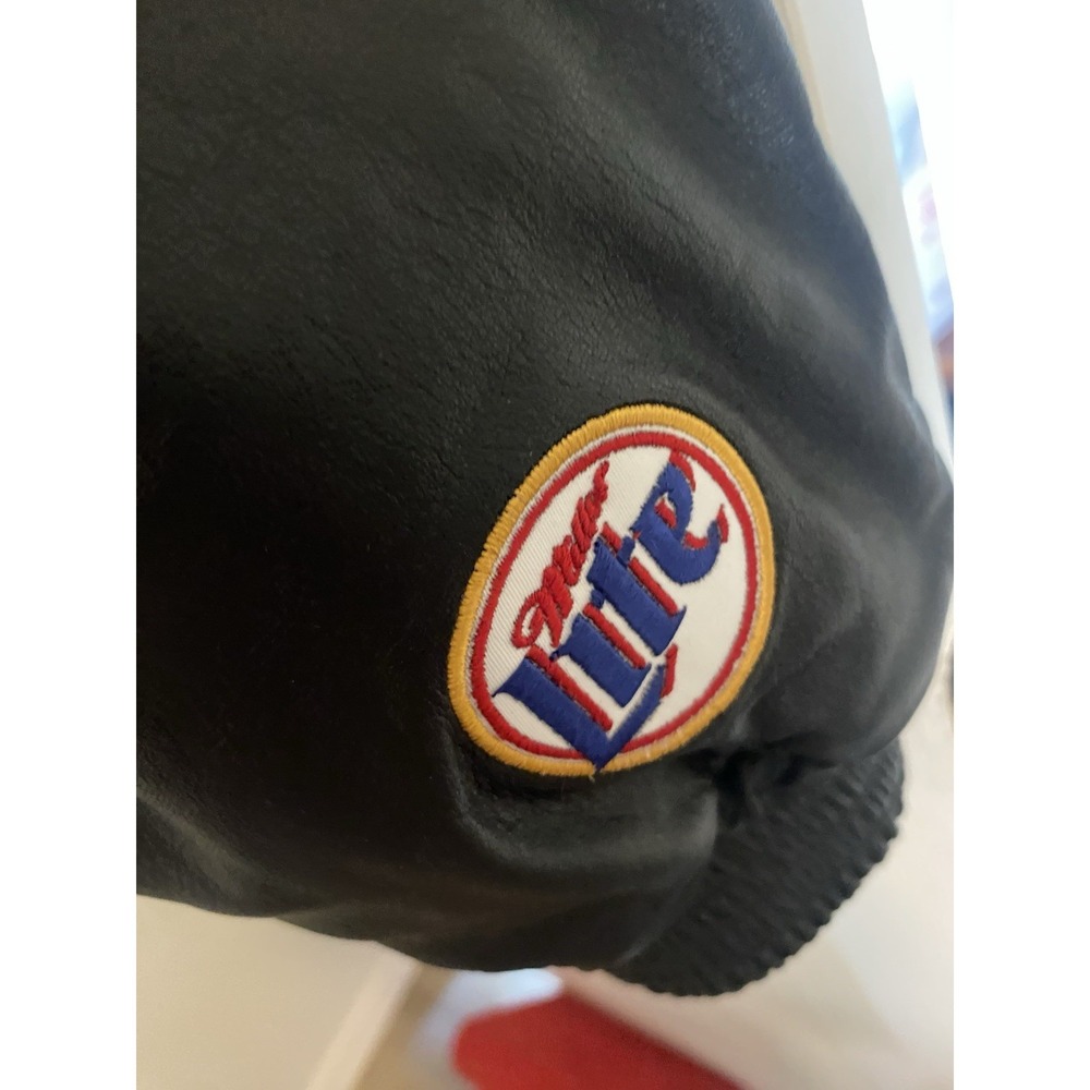 Green Bay Packers XL Miller Lite Leather Jacket Men's Large Vintage - Picture 5 of 14